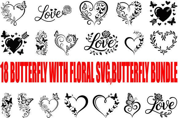 18 Butterfly with Floral, Butterfly Bundl