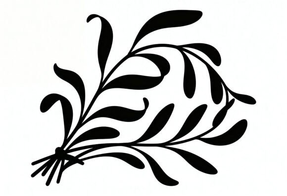 Black Floral Branch Vector Graphic