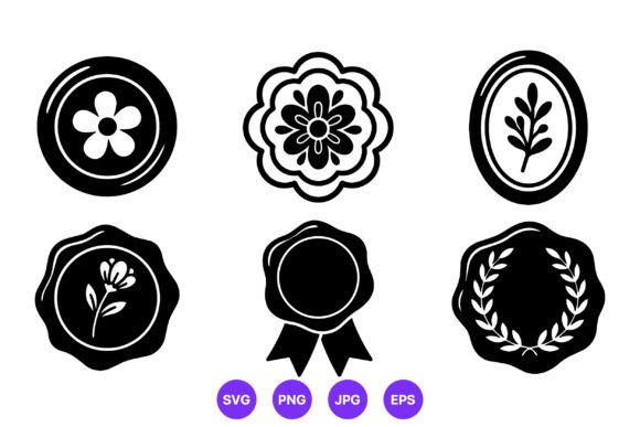 Black White Floral Laurel Wax Seal