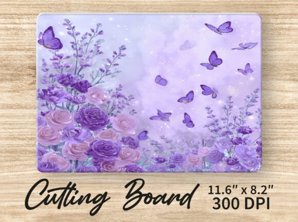 Butterfly Glass Cutting Board Floral