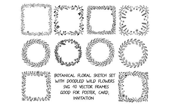 Doodled Wild Flowers Svg Frames