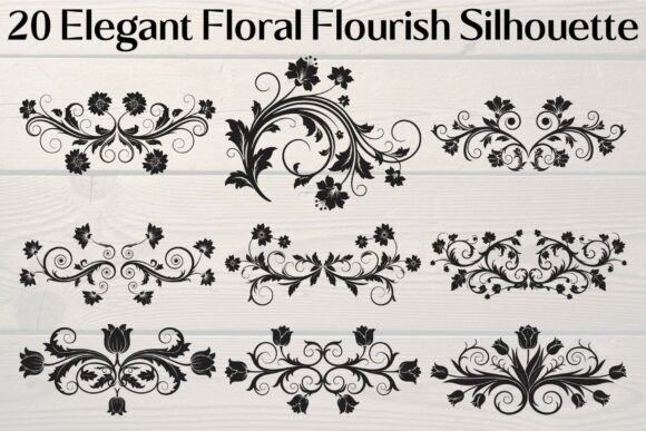 Elegant Floral Flourish Silhouette