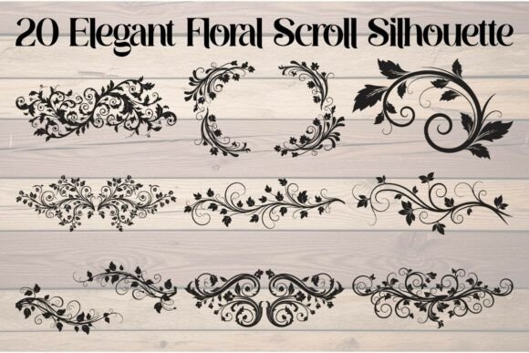 Elegant Floral Scroll Silhouette
