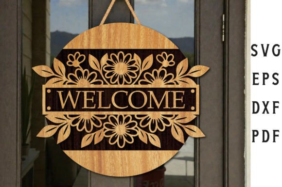 Floral Door Welcome Sign Laser Cut