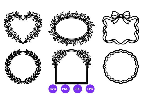 Floral Leaf Heart Ribbon Bow Frames