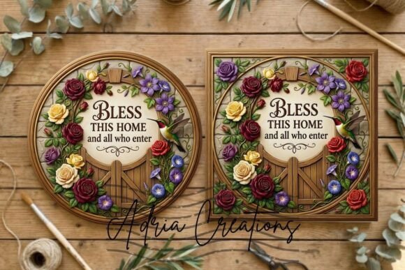 Floral Round, Square Door Sign Bundle