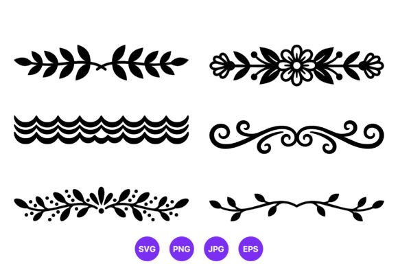 Floral Wave Border Vector Set