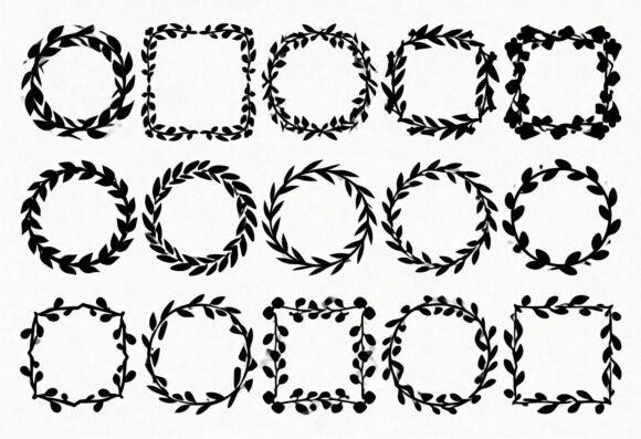 Floral Wreath and Square Frames Clipart