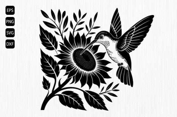 Hummingbird with Flowers, Floral Humming