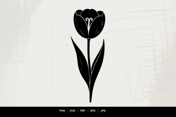 Minimal Tulip Flower Line Art