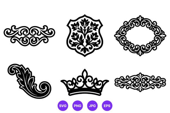Ornamental Floral Shield Crown Vector