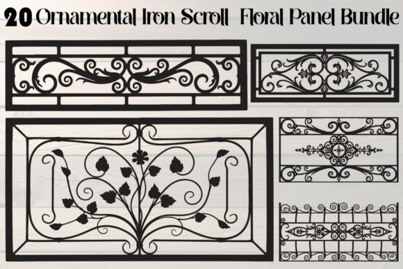 Ornamental Iron Scroll Floral Panel