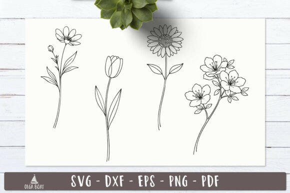Spring Flower SVG Line Art Garden Design