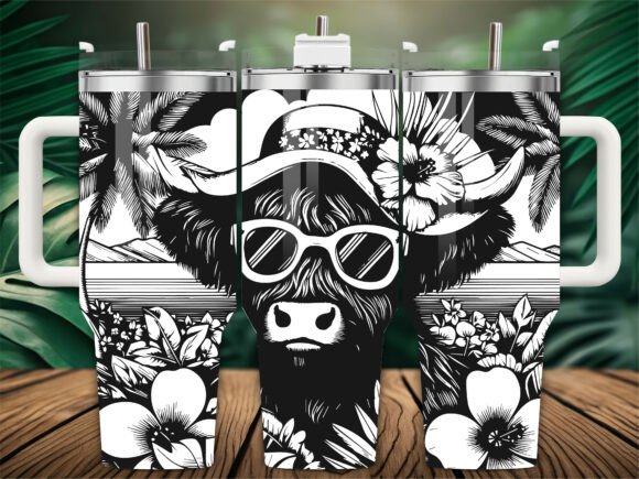 Tropical Floral Cow Embroidery Design