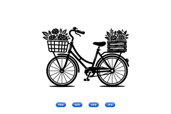 Vintage Bike Floral Clipart