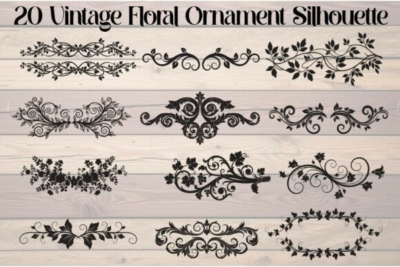 Vintage Floral Ornament Silhouette