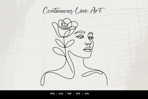 Woman with Rose Line Art